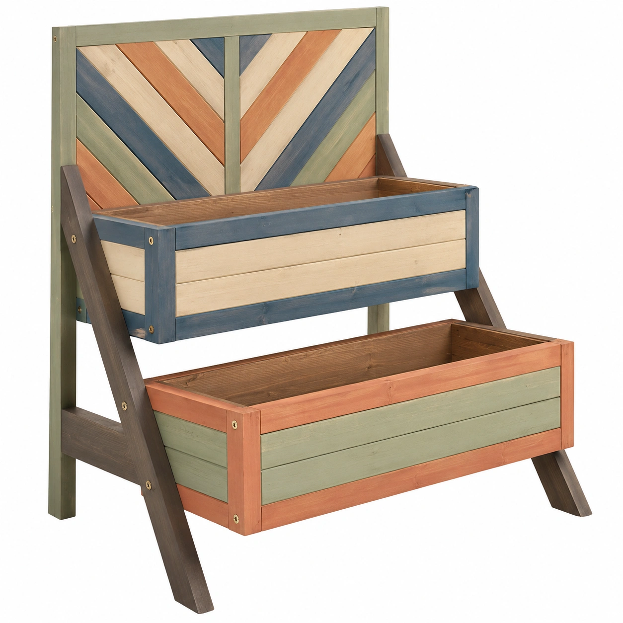 Jardinera Elevada de Madera con Diseño Colorido-ULQERNIKA