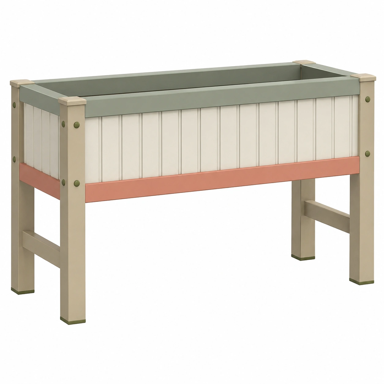 Jardinera Elevada para Interiores y Exteriores Beige/Verde/Naranja 60x30x40cm-ULQERNIKA