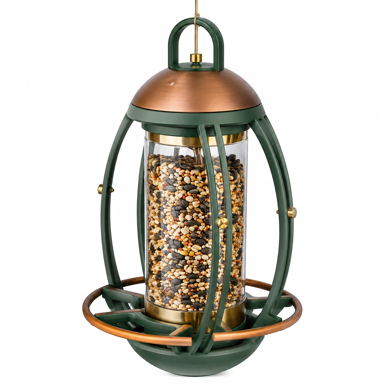 Comedero para Pájaros Exterior Verde y Cobre Colgante-ULQERNIKA