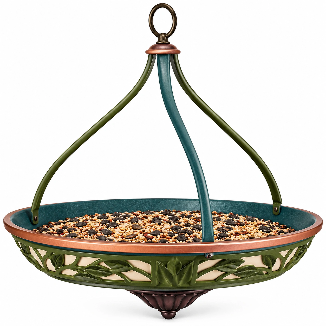 Comedero Colgante para Pájaros con Diseño Verde y Diámetro de 30 cm-ULQERNIKA