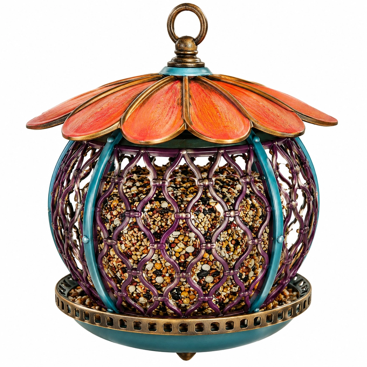 Comedero para Pájaros Colgante con Diseño Floral Multicolor-ULQERNIKA