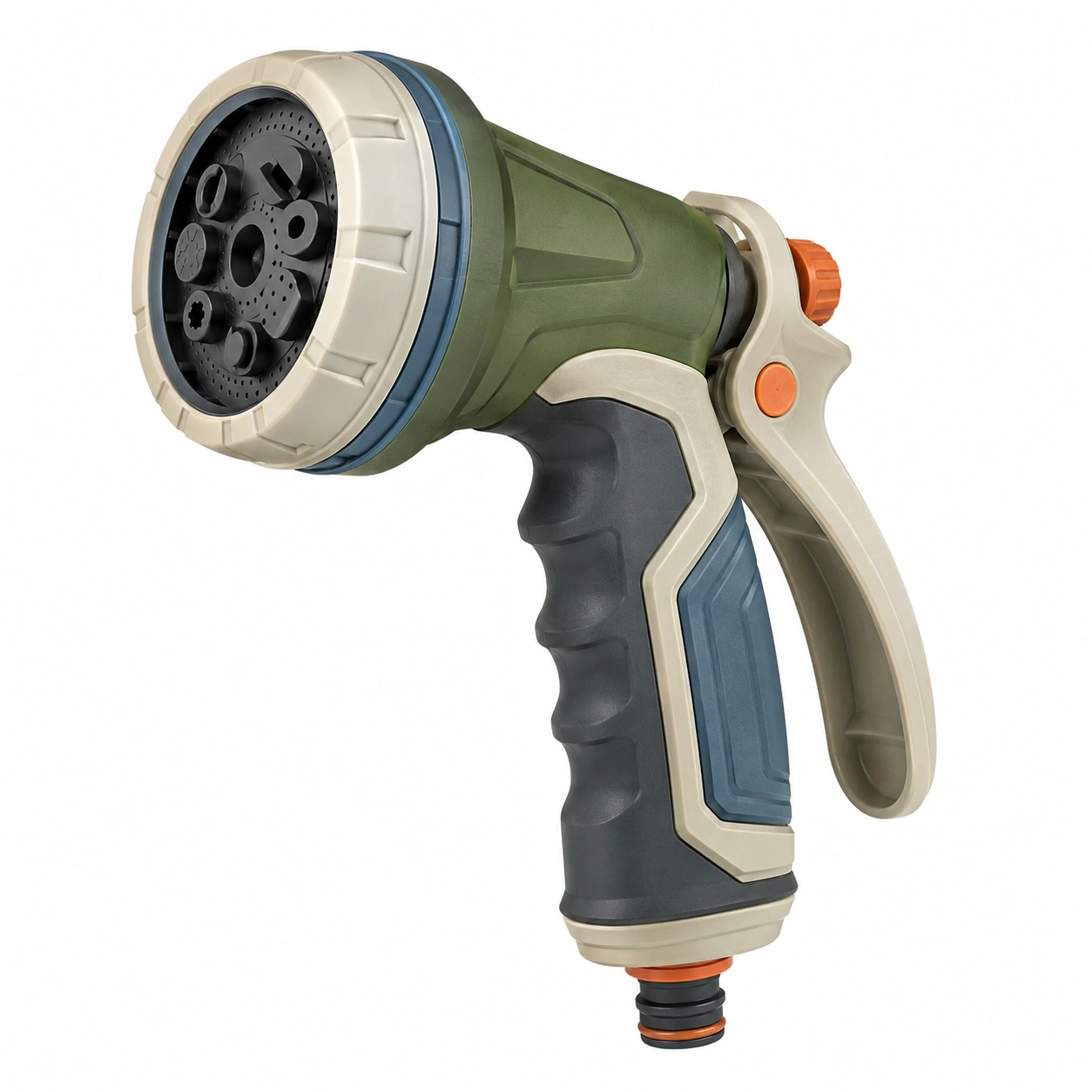 Pistola de Riego Multimodo Verde y Beige con 6 Funciones-ULQERNIKA