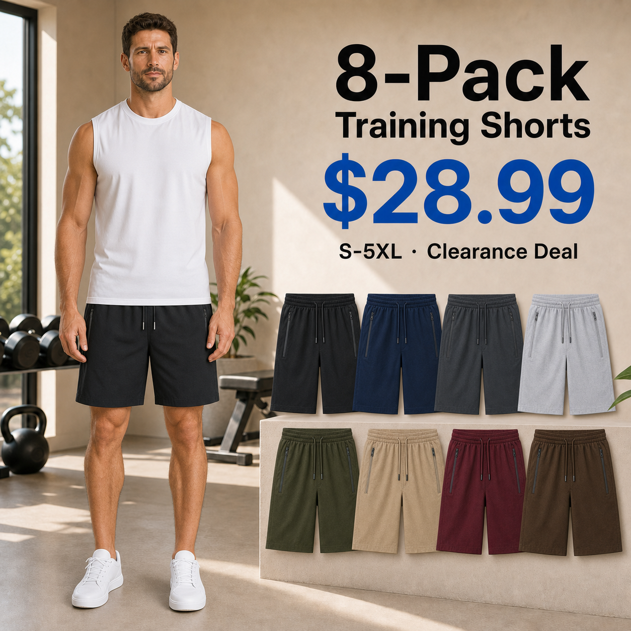 8-Pack Training Shorts promo main image