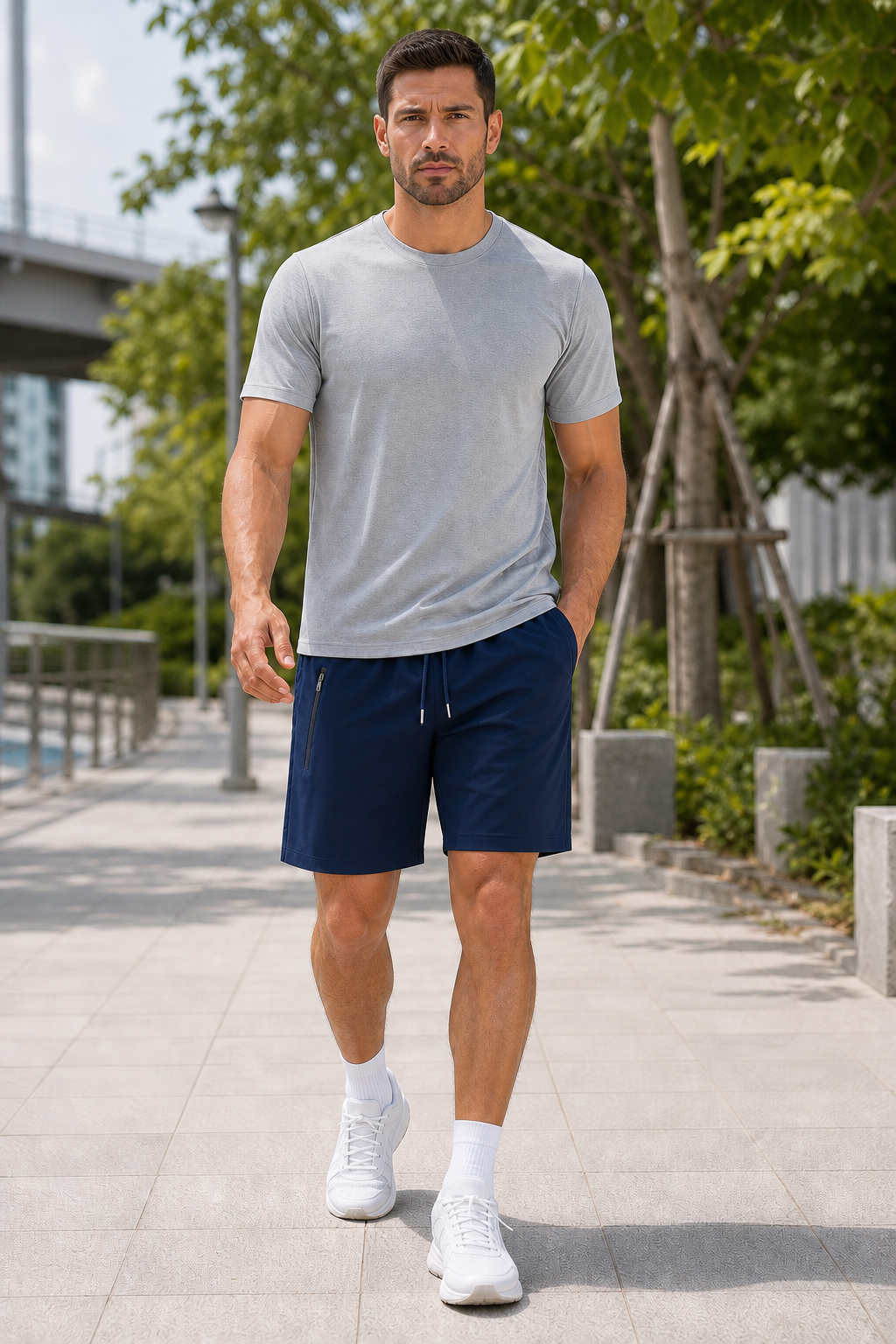 Navy Blue training shorts model image