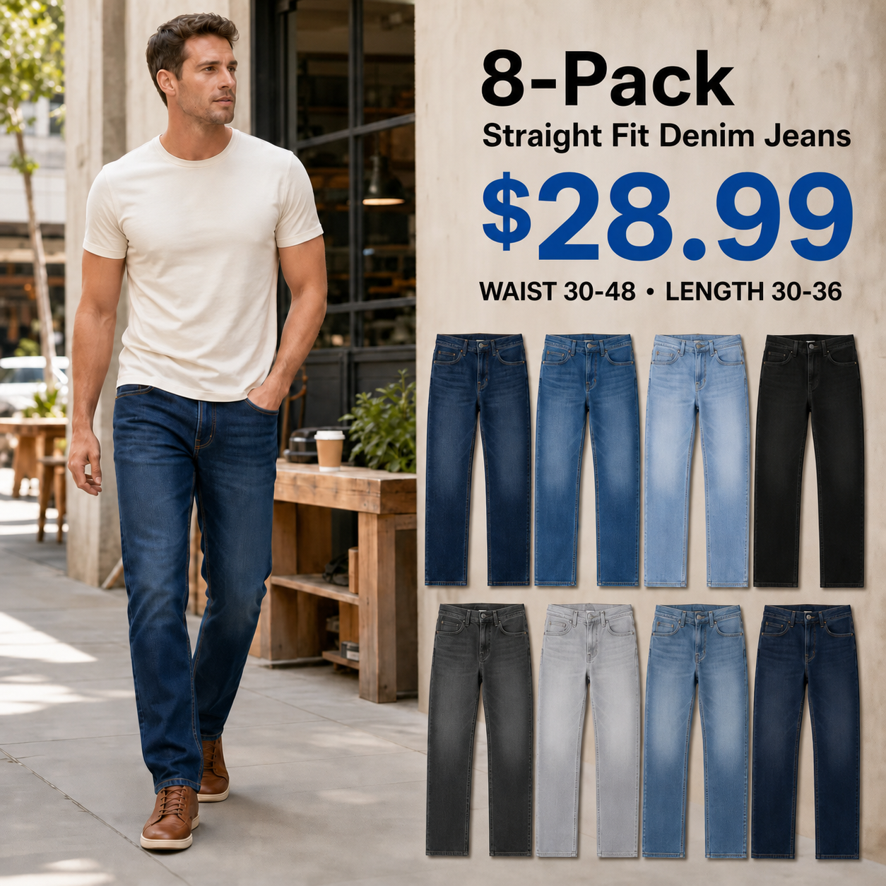 Men's Straight Fit Denim Jeans