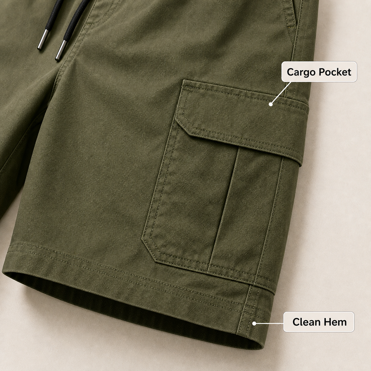 Cargo shorts cargo pocket and hem detail image