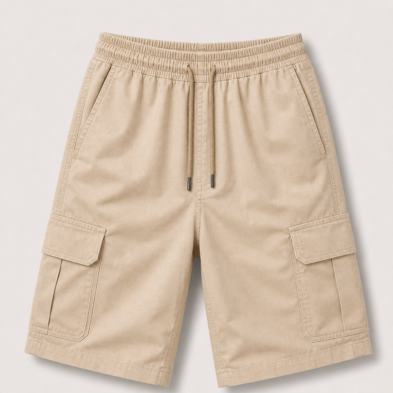 Beige cargo drawstring shorts product image