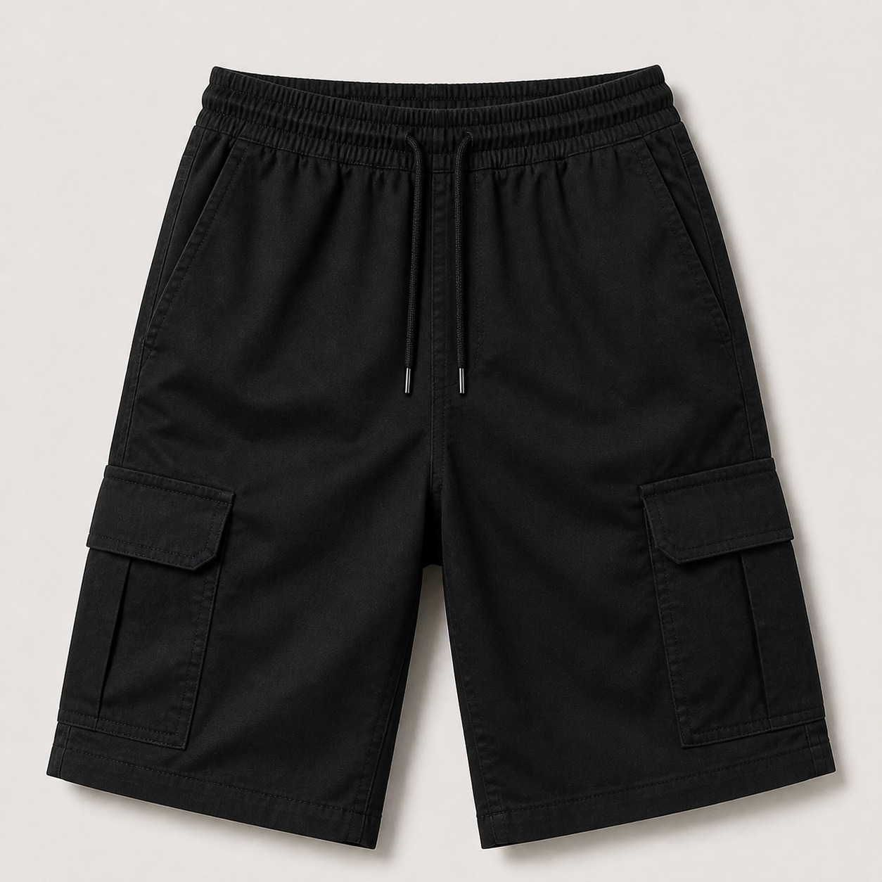 Black cargo drawstring shorts product image