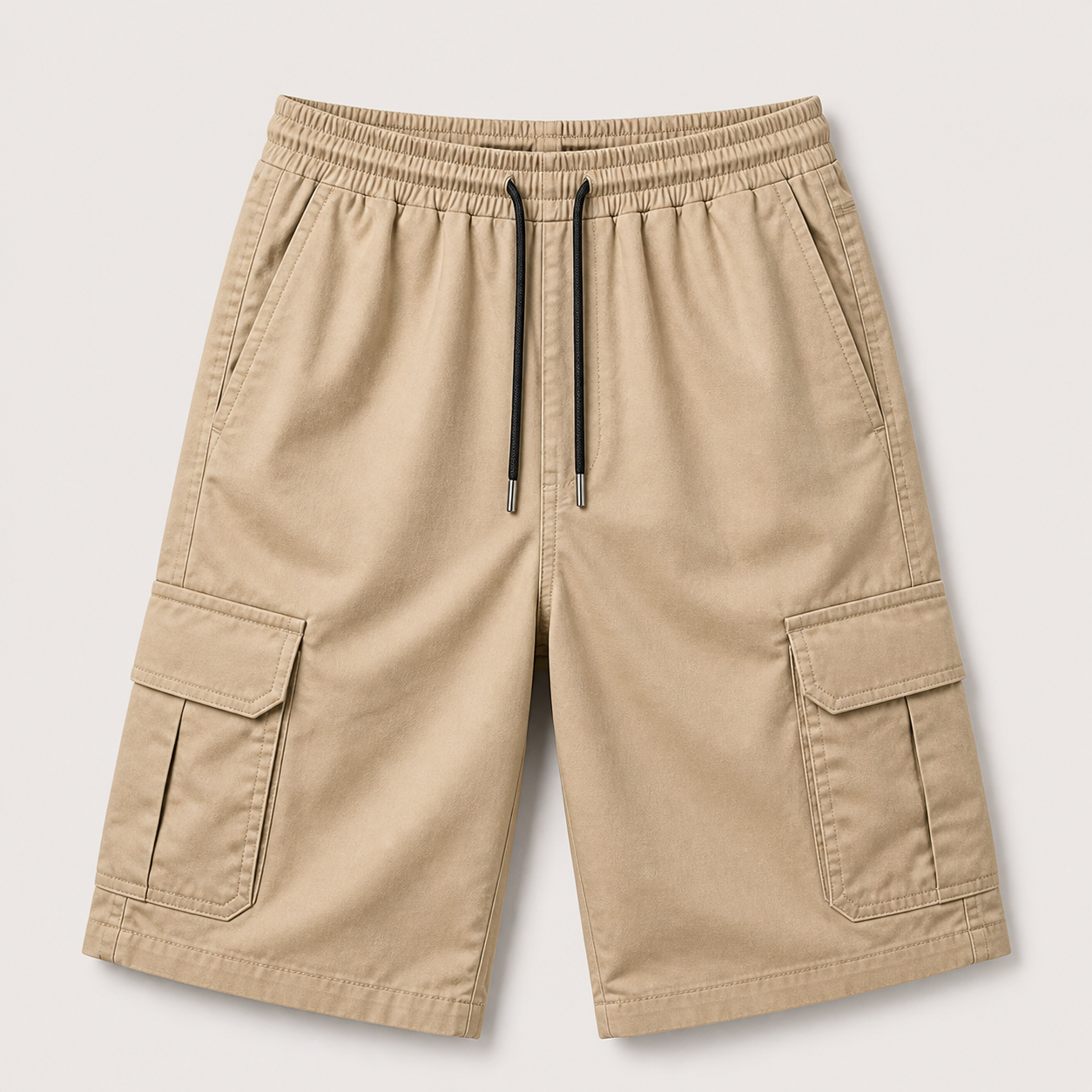 Khaki cargo drawstring shorts product image