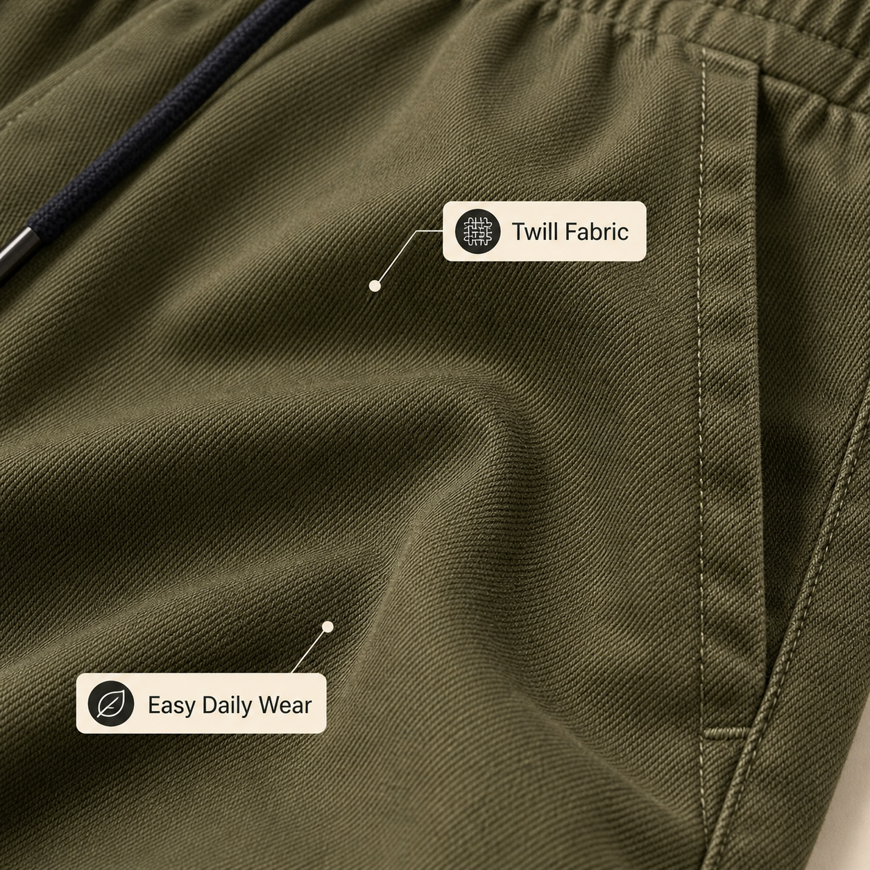 Cargo shorts twill fabric detail image