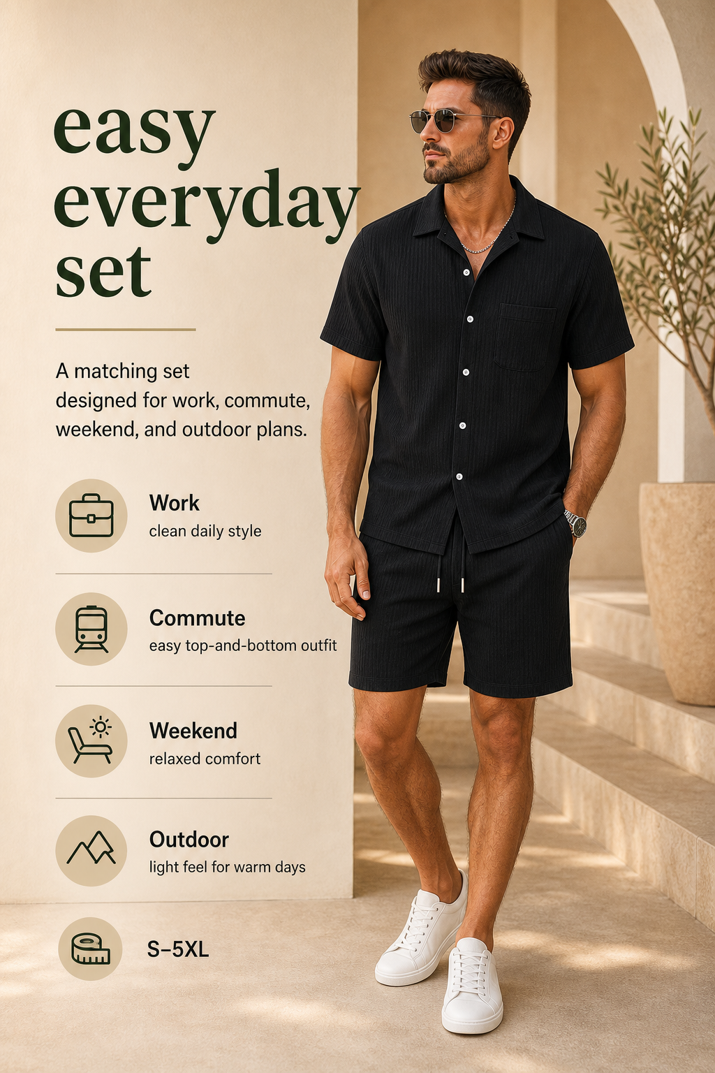 Easy everyday set use case image for black matching set