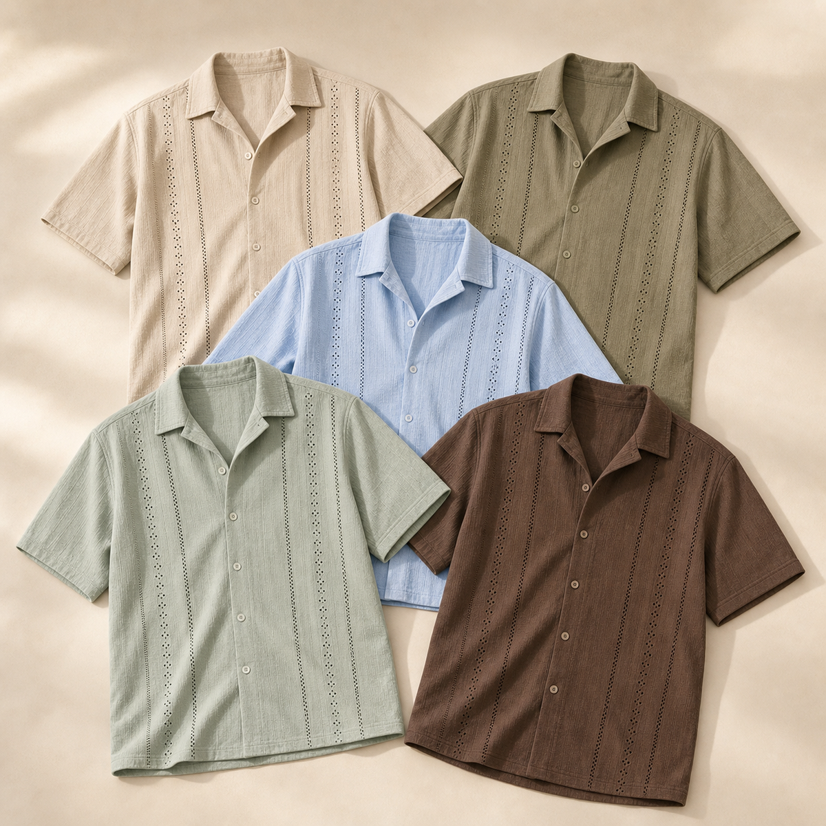 5-Pack Casual Set embroidered stripe shirts