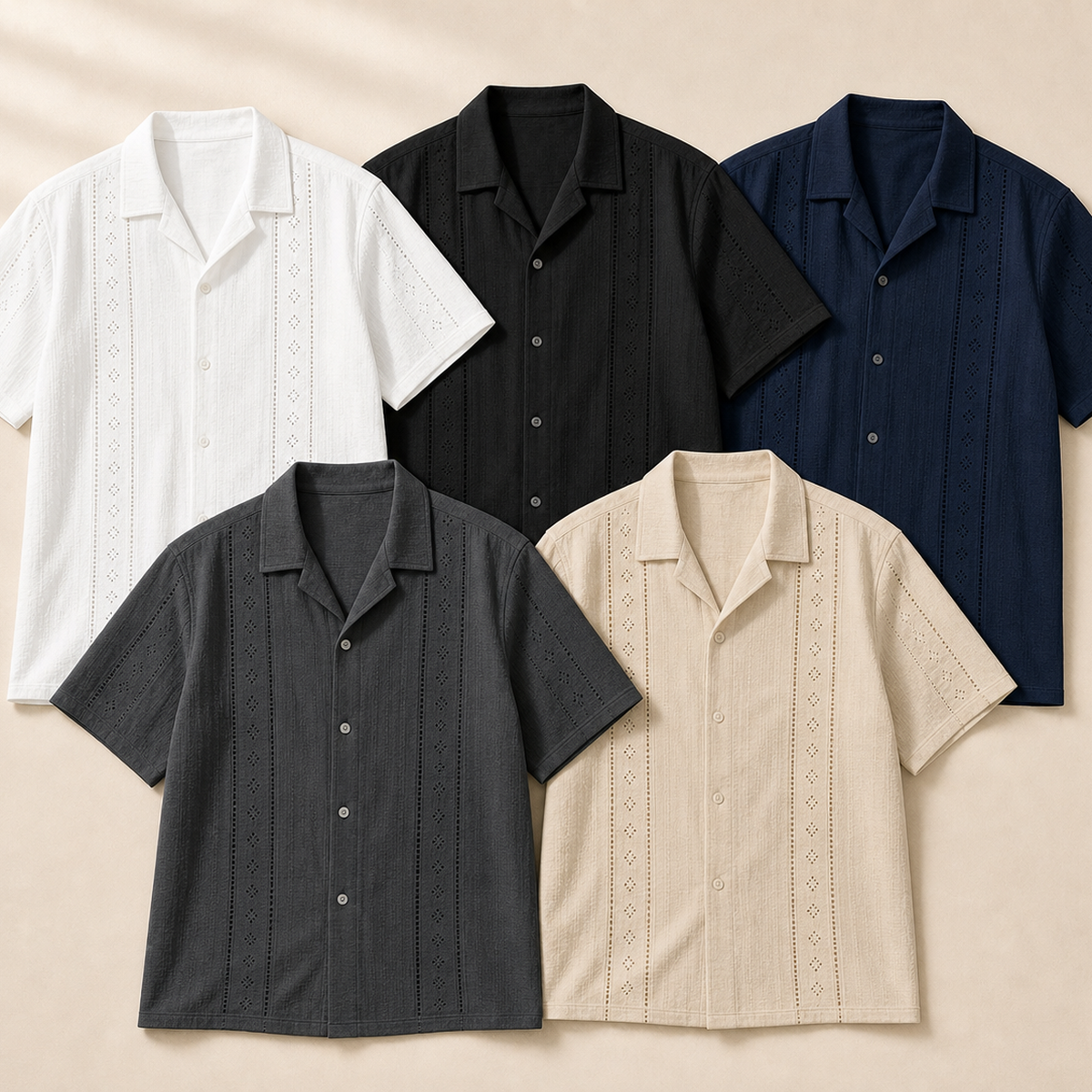 5-Pack Classic Set embroidered stripe shirts