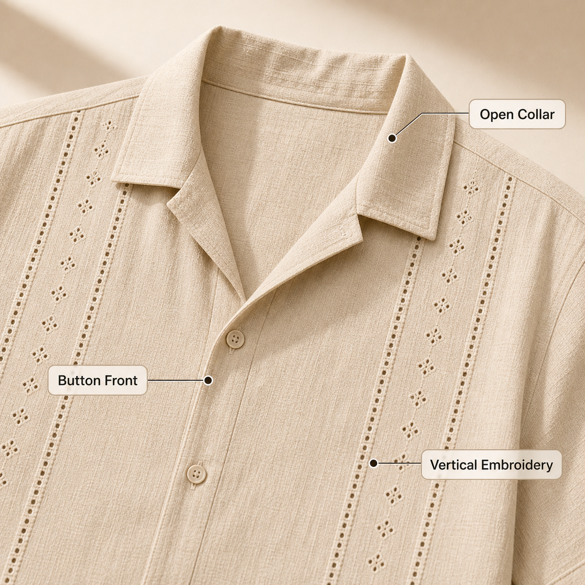 Open collar and button front detail image