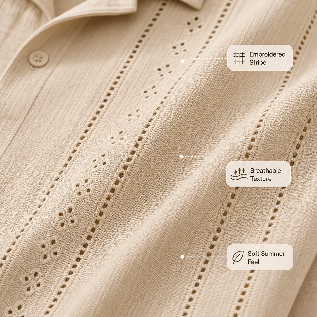 Embroidered stripe fabric detail image