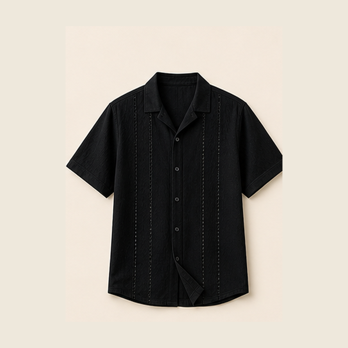 Black embroidered stripe shirt product image