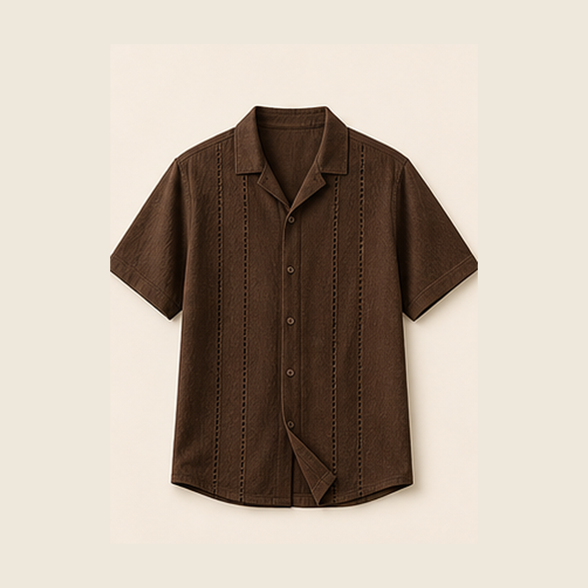 Coffee embroidered stripe shirt product image