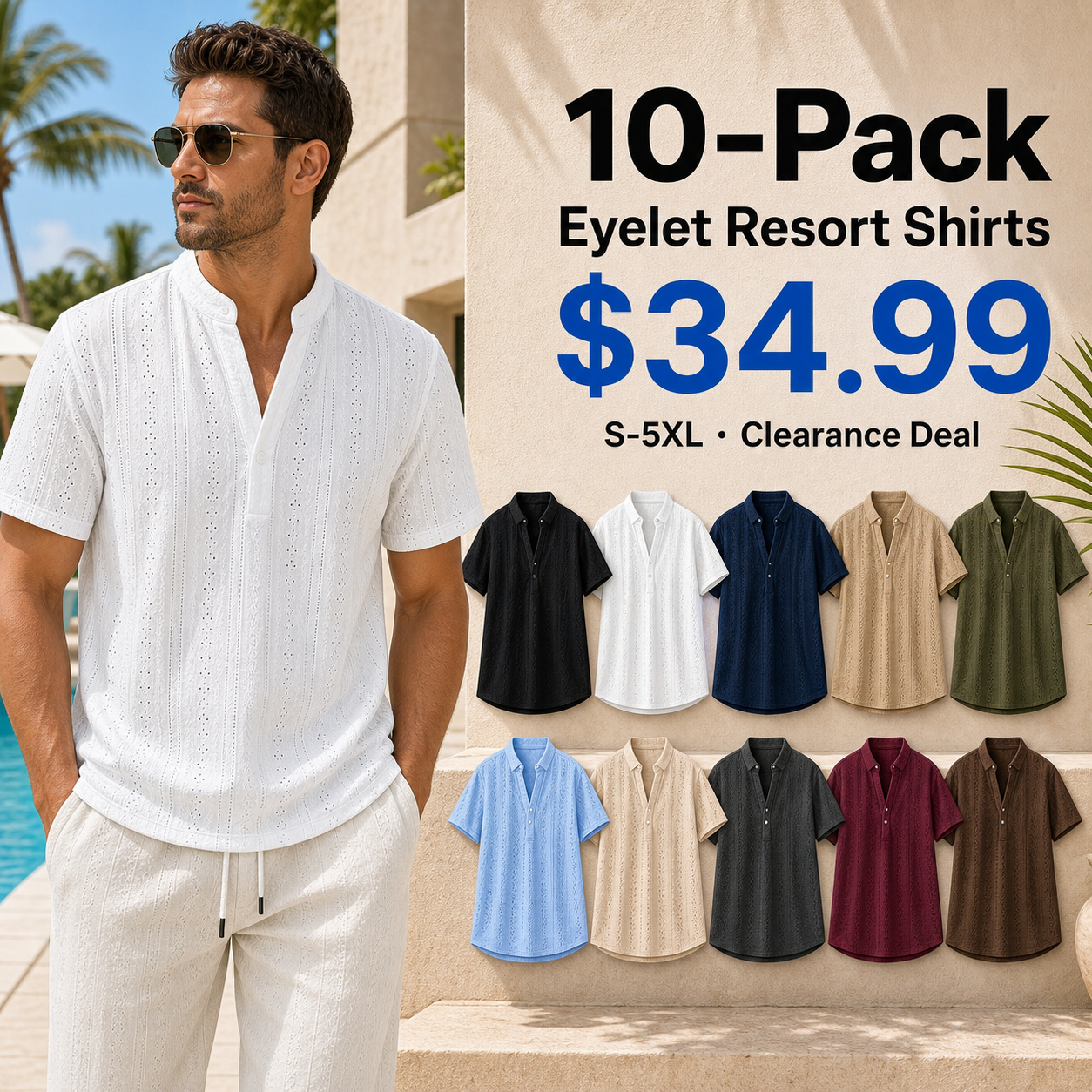 10-Pack Eyelet Resort Shirts promo main image