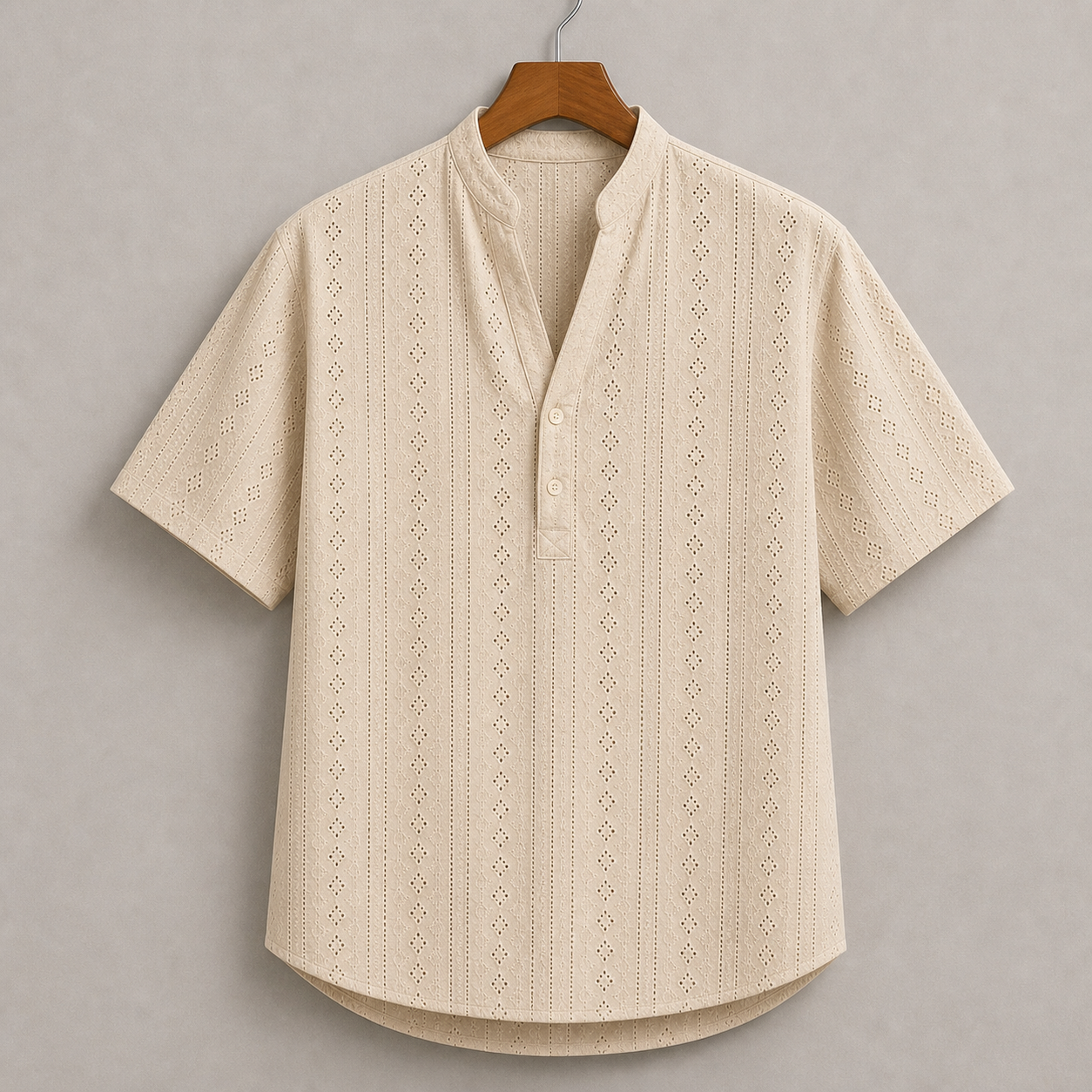 Beige eyelet resort shirt product image