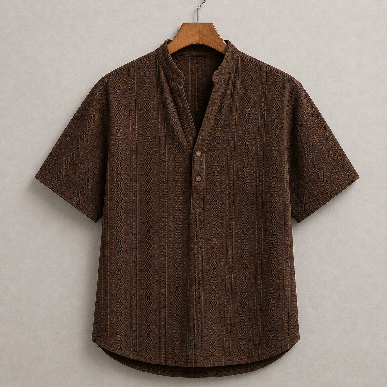 Coffee eyelet resort shirt product image