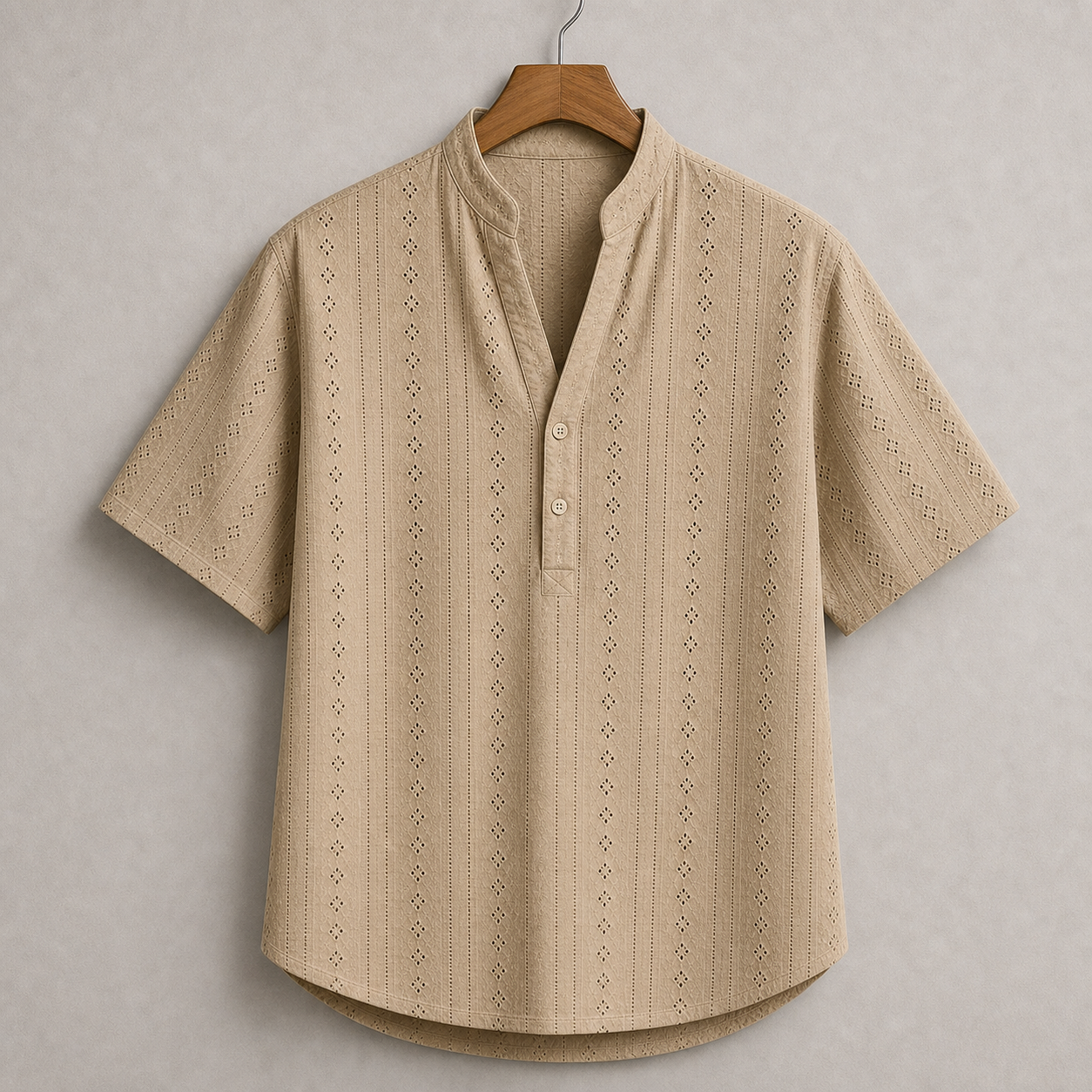 Khaki eyelet resort shirt product image