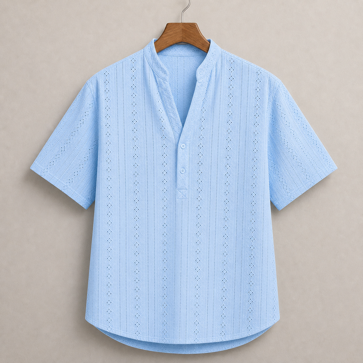 Light Blue eyelet resort shirt product image