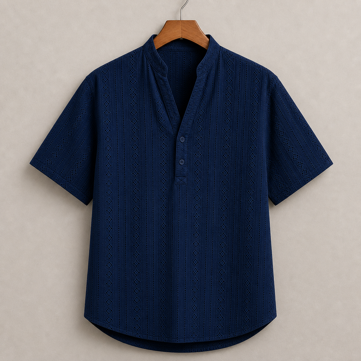 Navy Blue eyelet resort shirt product image