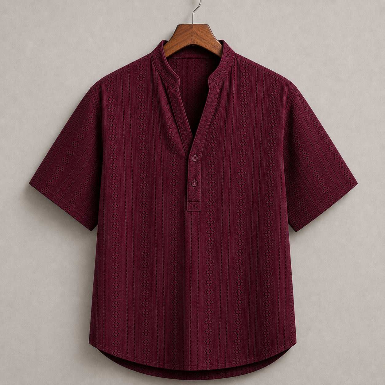 Wine Red eyelet resort shirt product image