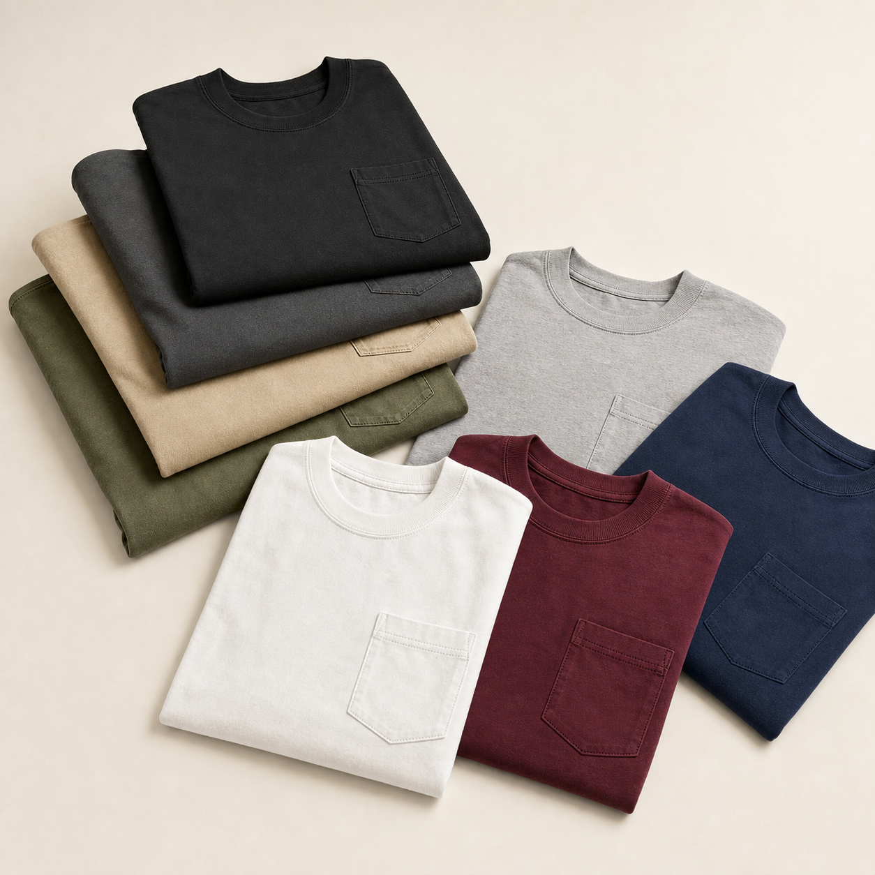 8-Pack Core Set heavyweight pocket T-shirts