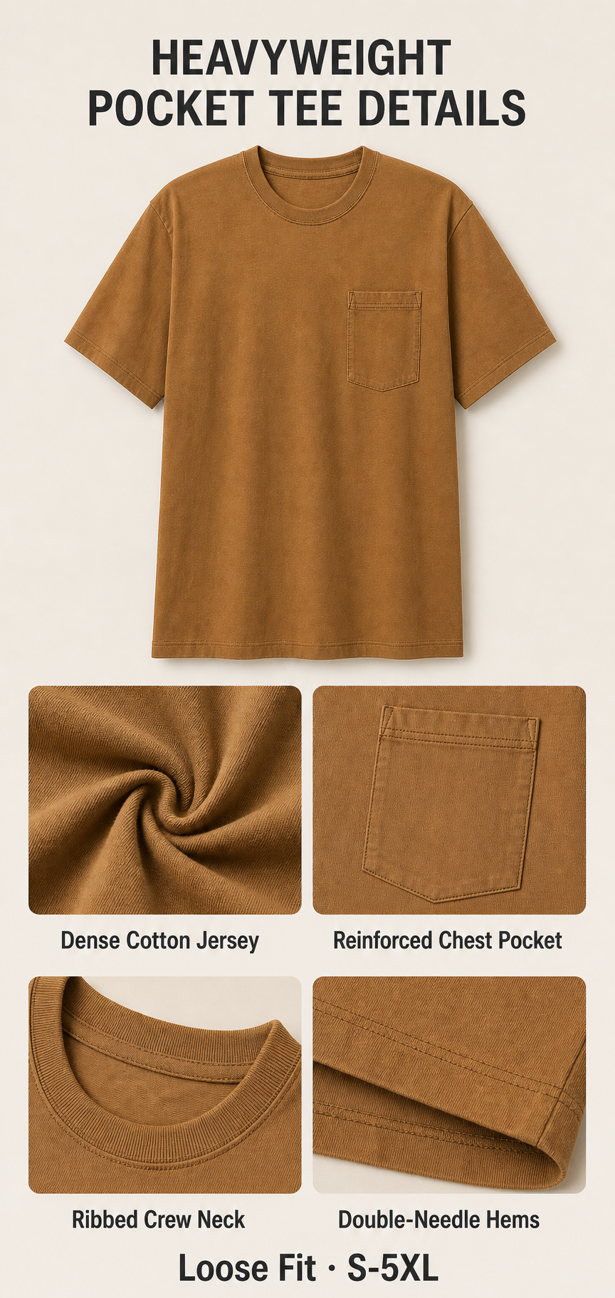 Heavyweight pocket T-shirt construction details