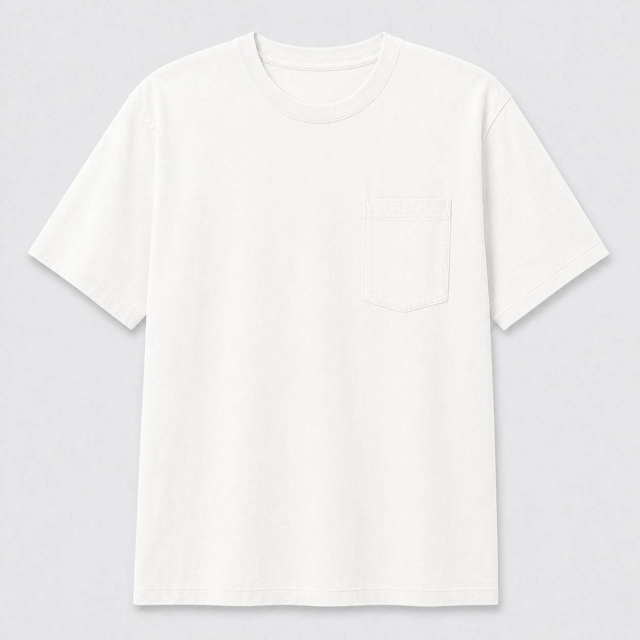 White heavyweight pocket T-shirt