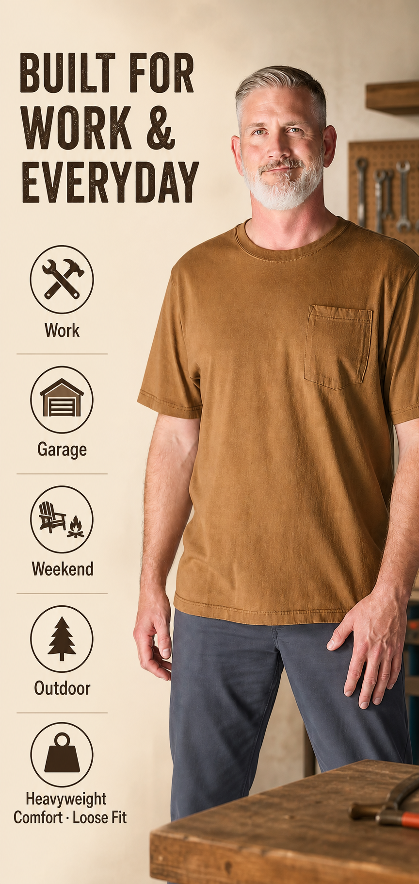 Heavyweight pocket T-shirt for work and everyday wear