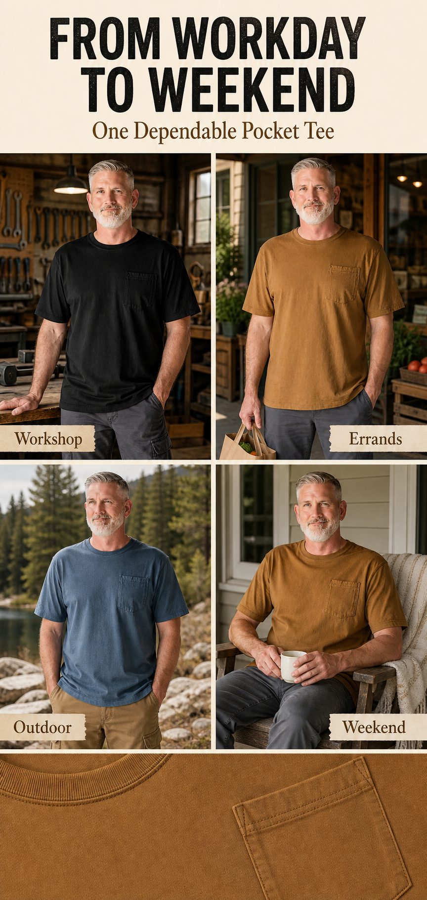 Heavyweight pocket T-shirt from workday to weekend