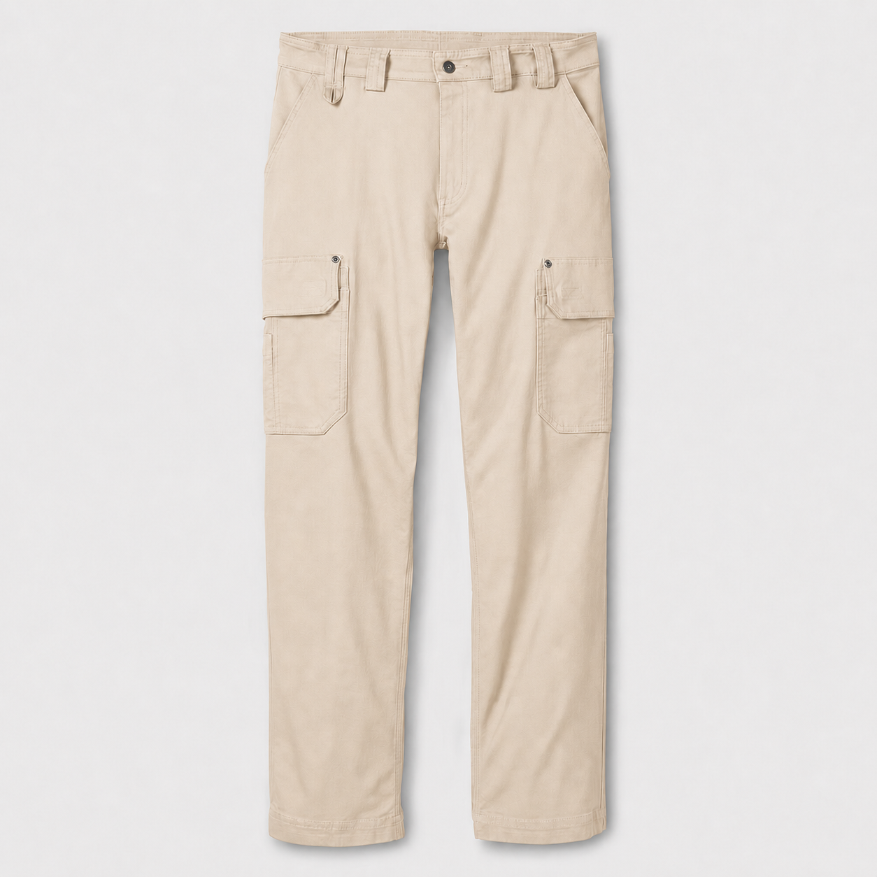 Beige multi-pocket cargo work pants