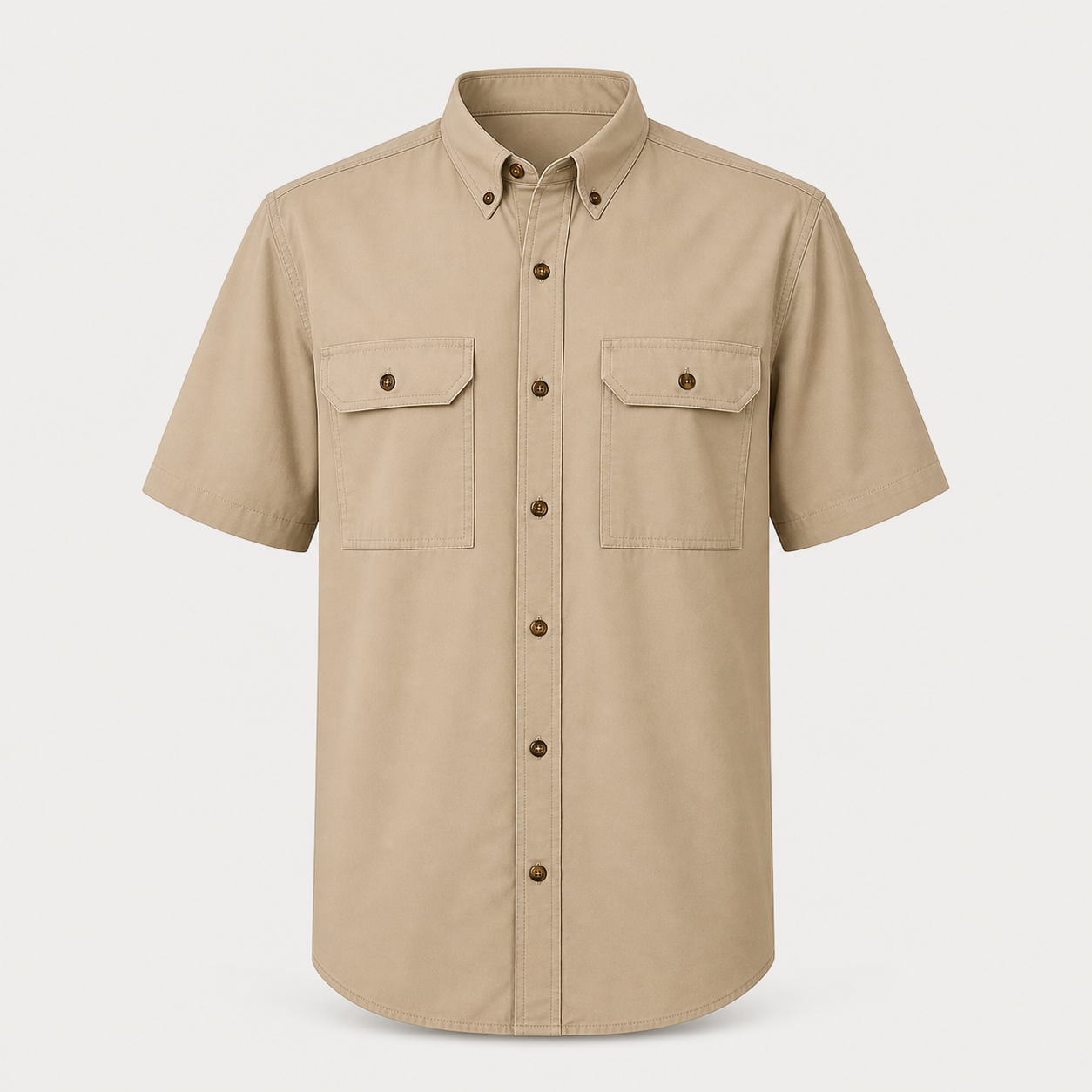 Beige performance short sleeve work shirt