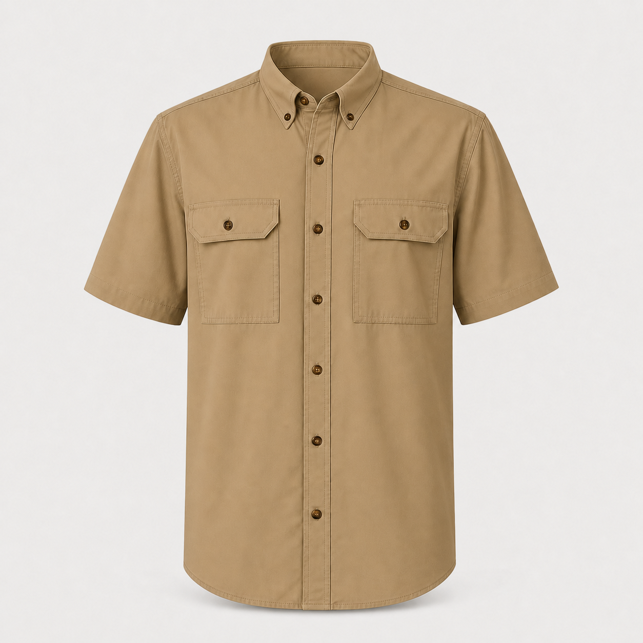 Khaki performance short sleeve work shirt