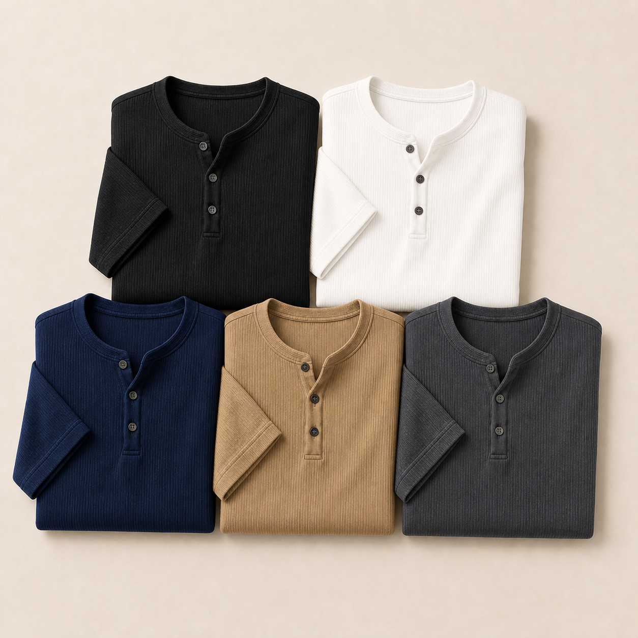 5-Pack Classic Set ribbed Henley shirts