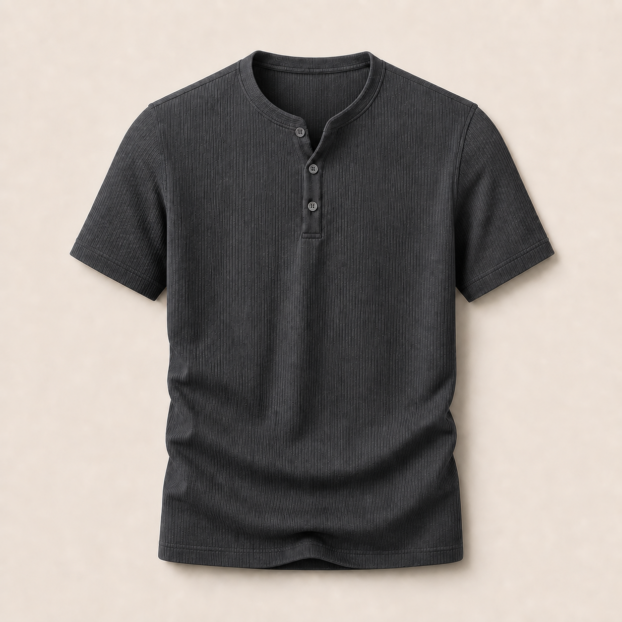 Dark Gray ribbed short sleeve Henley shirt