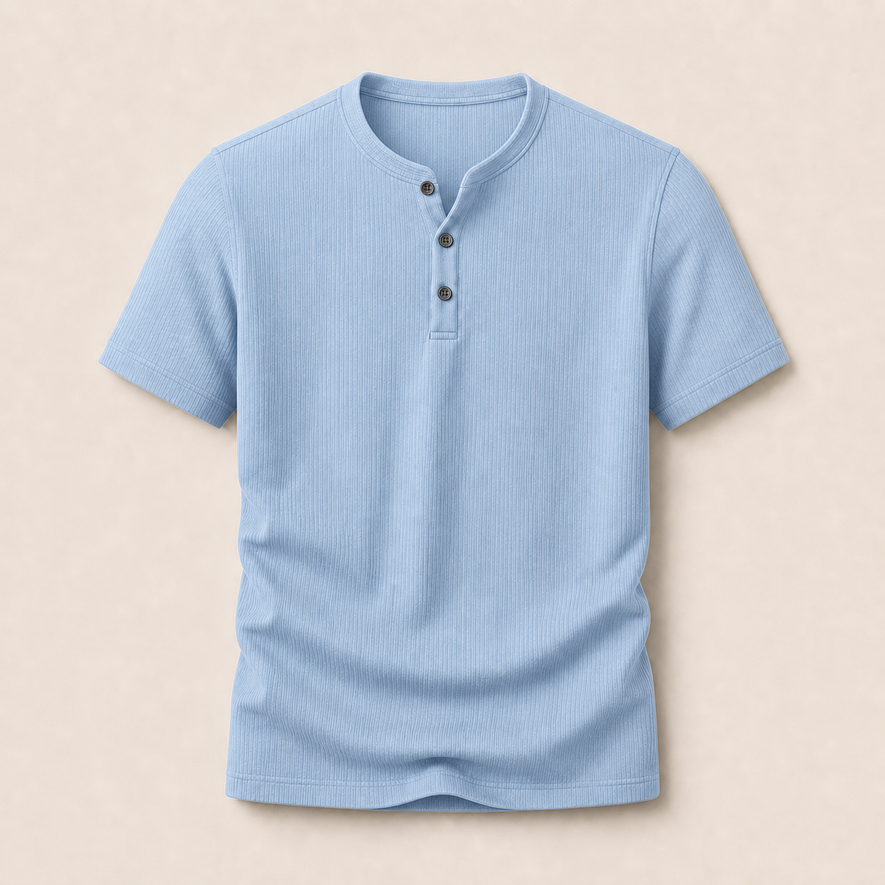 Light Blue ribbed short sleeve Henley shirt
