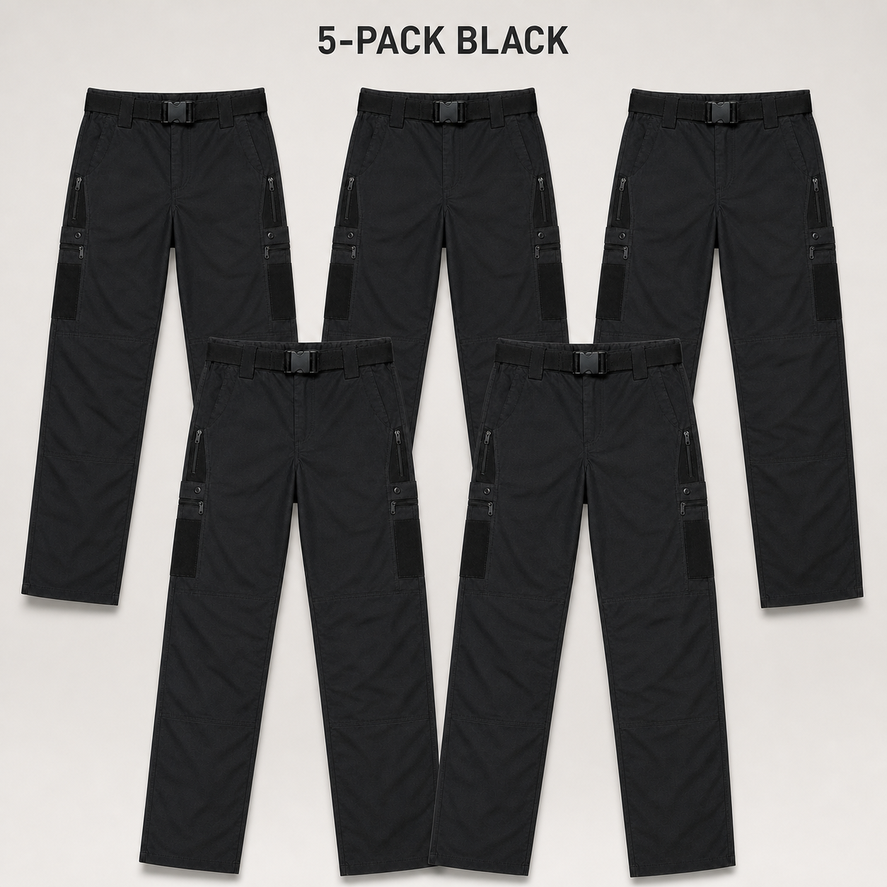 5-Pack Black tactical ripstop work pants