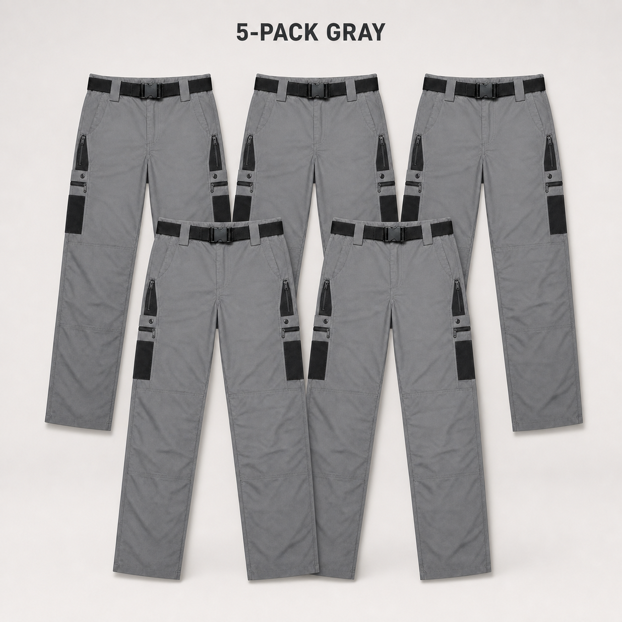 5-Pack Gray tactical ripstop work pants