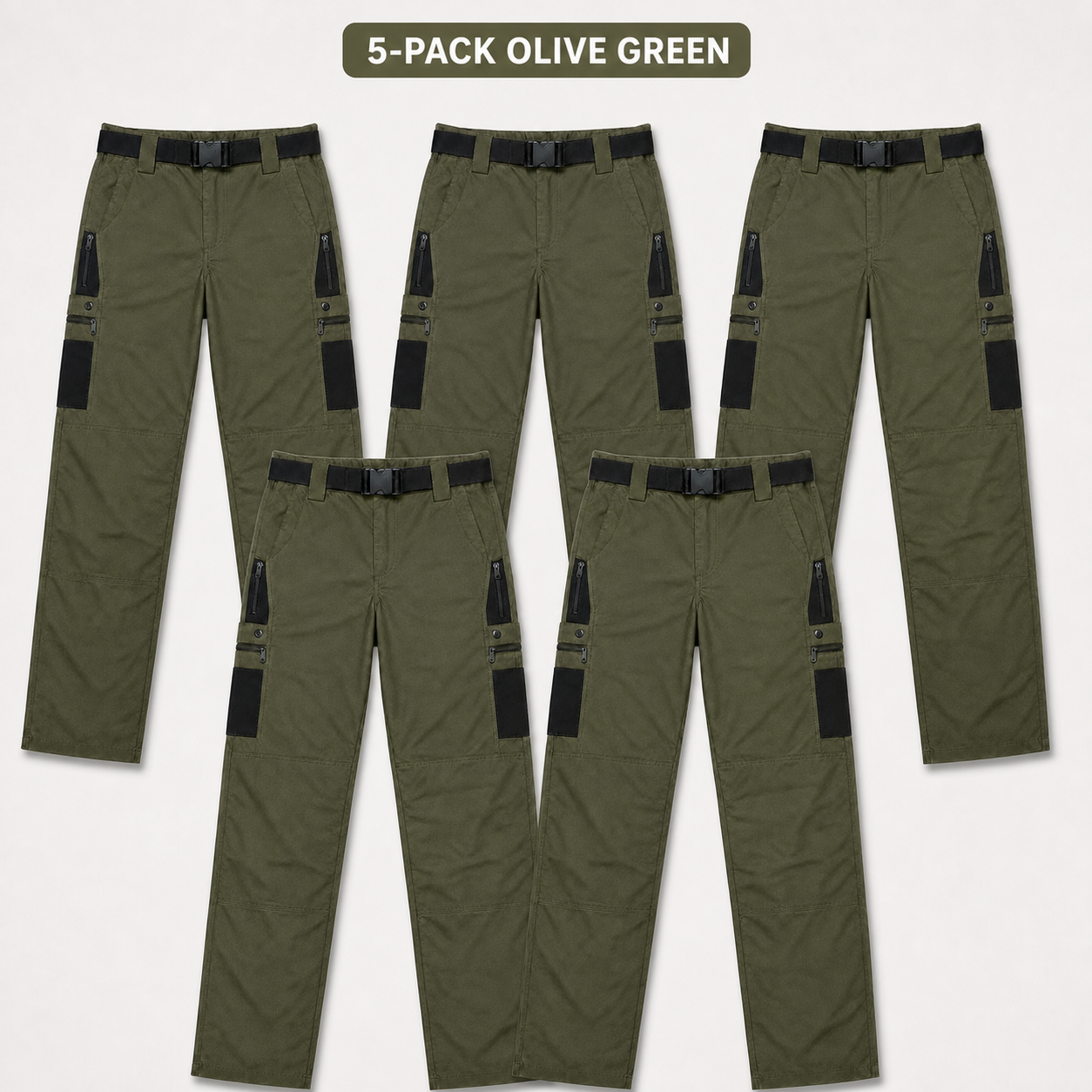 5-Pack Olive Green tactical ripstop work pants