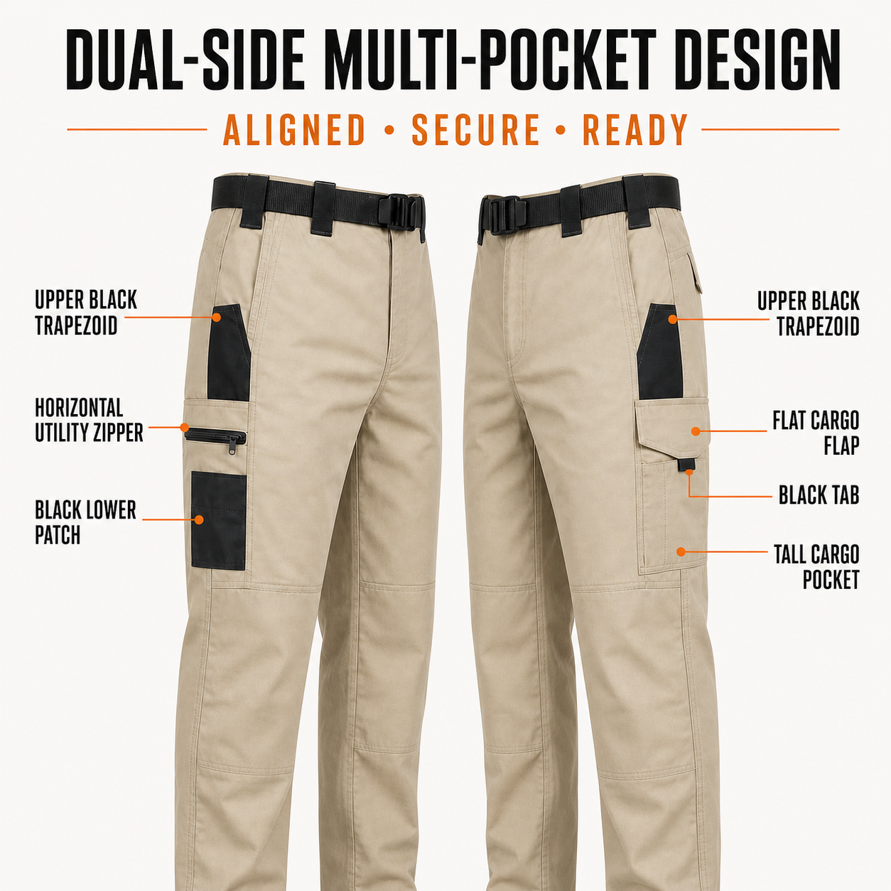 Aligned dual-side multi-pocket construction detail
