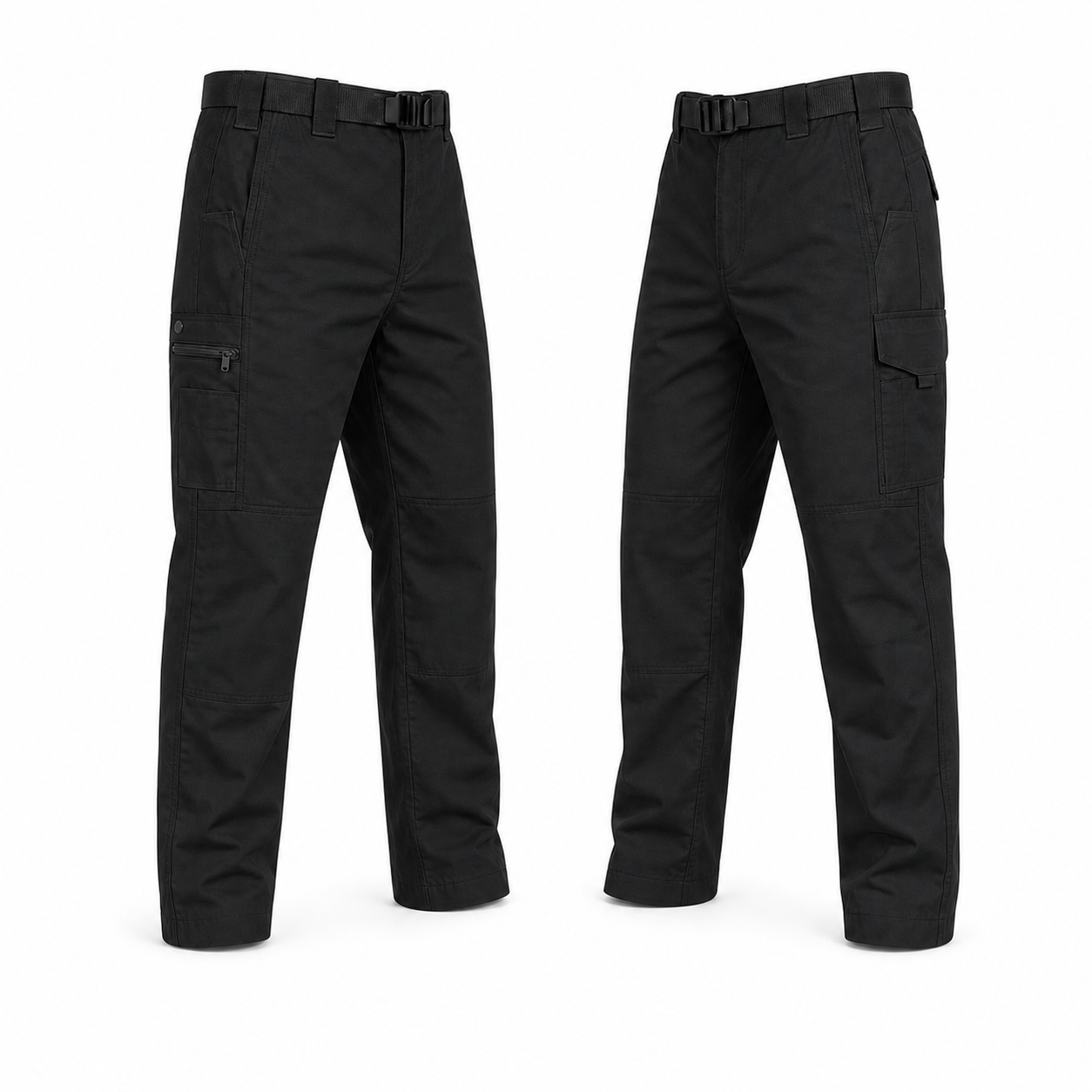 Black tactical work pants dual side view