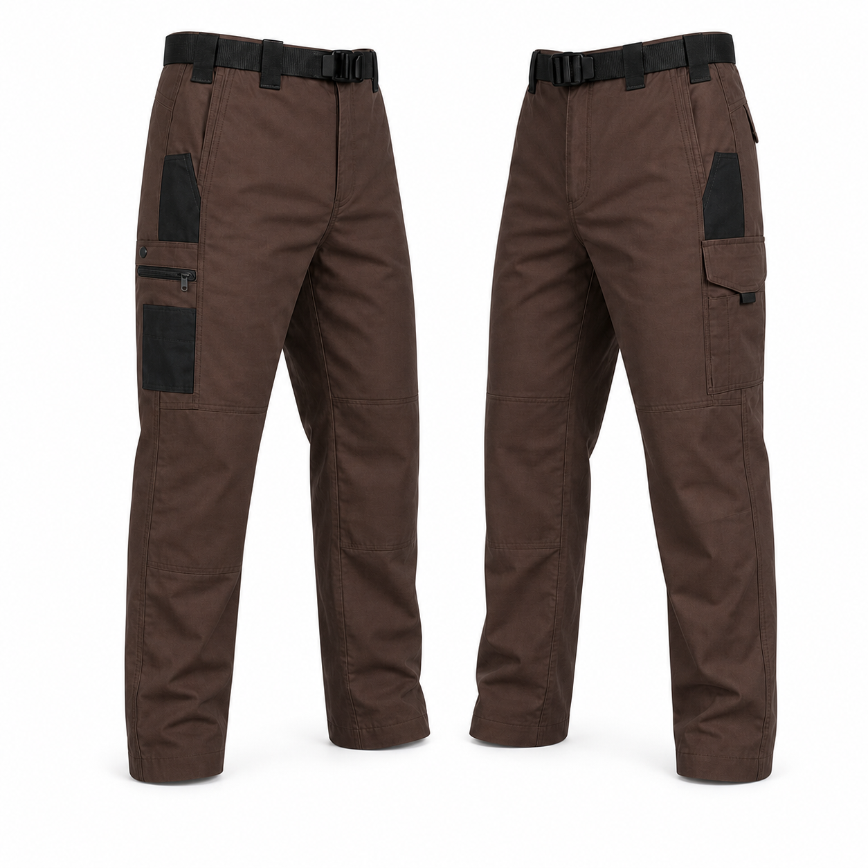 Coffee tactical work pants dual side view