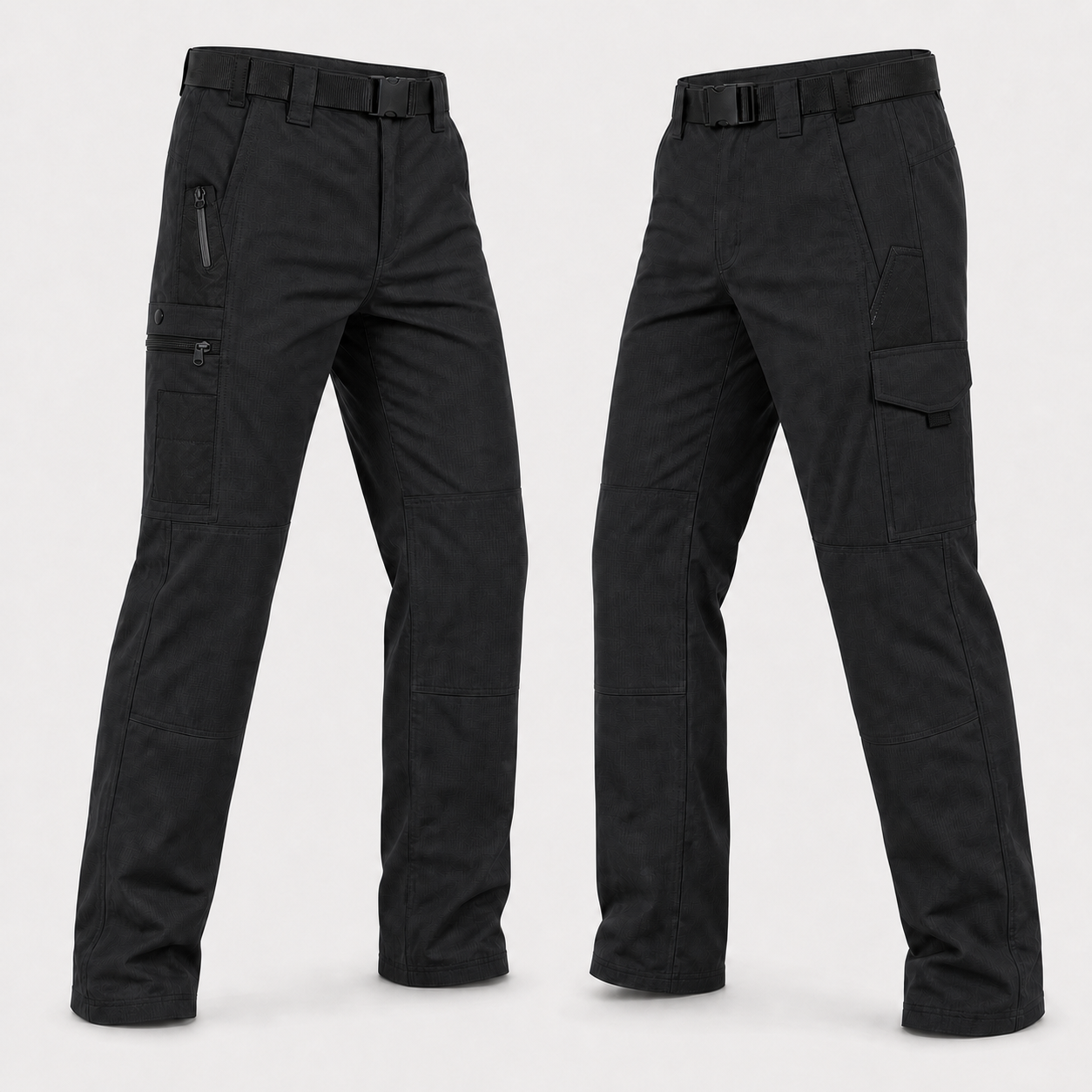 Black tactical work pants dual side view