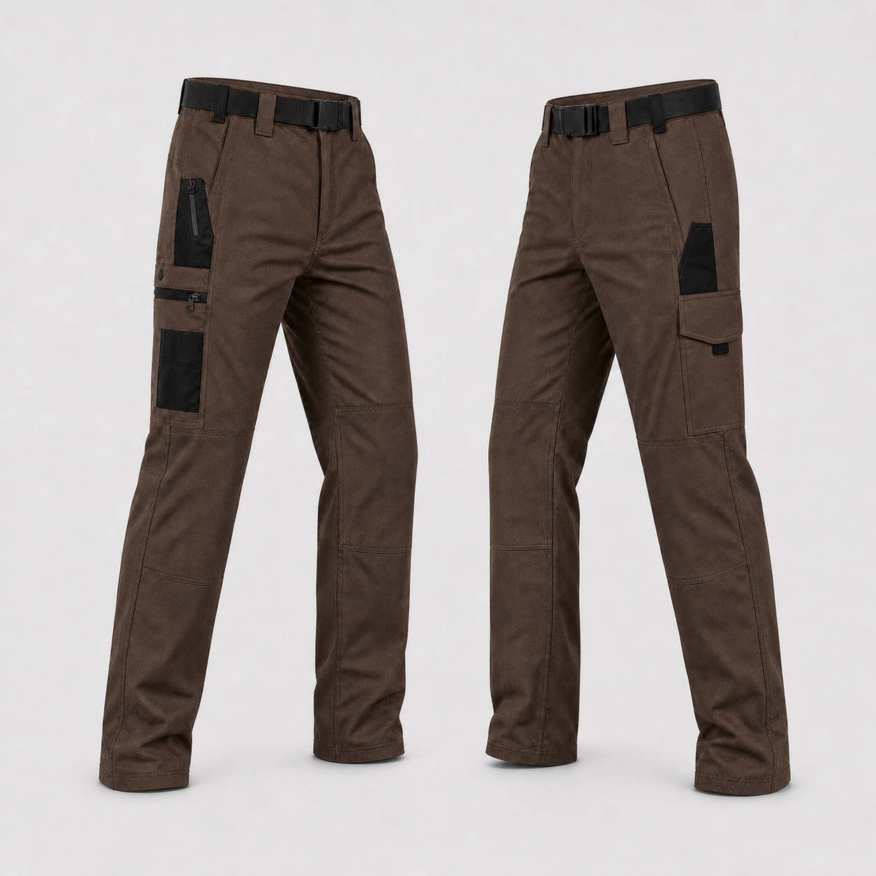 Coffee tactical work pants dual side view