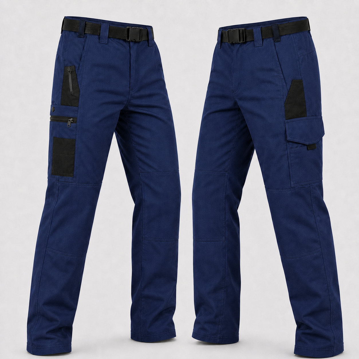 Navy Blue tactical work pants dual side view