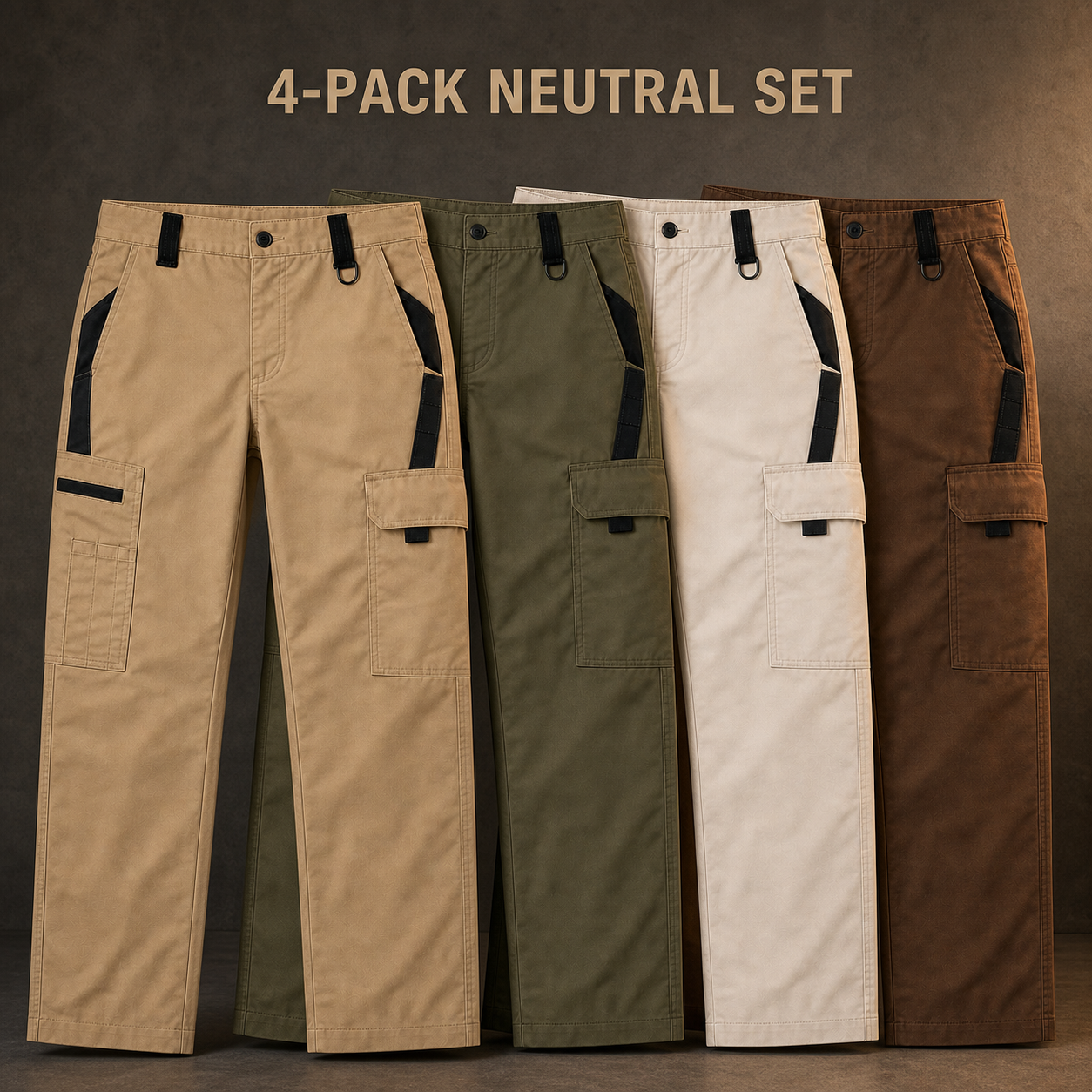 4-Pack Neutral Set waterproof tactical cargo pants