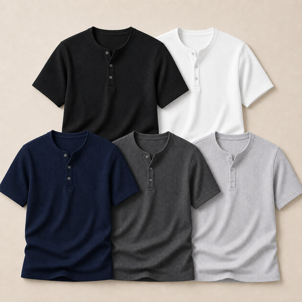5-Pack Classic Set ribbed Henley shirts